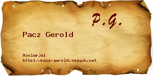 Pacz Gerold névjegykártya